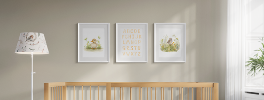 2025 Baby Room Trends: Say Goodbye to Beige, Hello to Color!. Photo of three framed wall images 